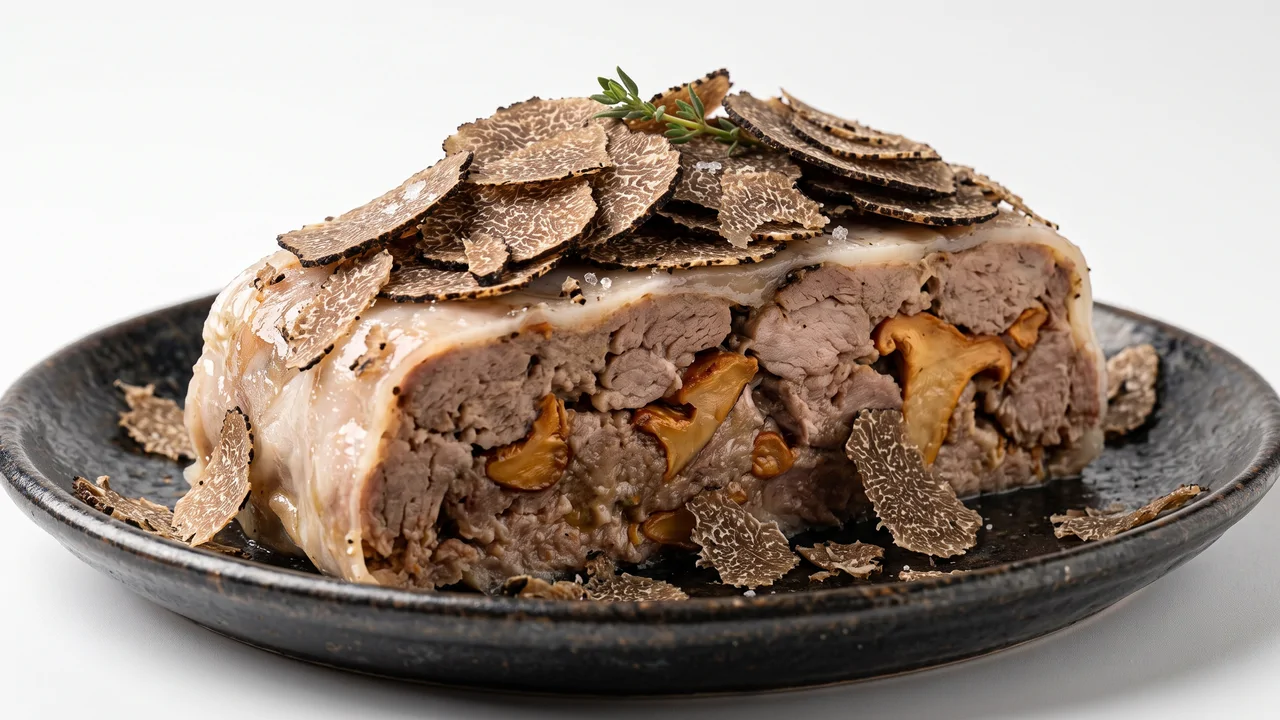 Terrina Tiepida di Coniglio, Finferli e Tartufo Nero Scorzone