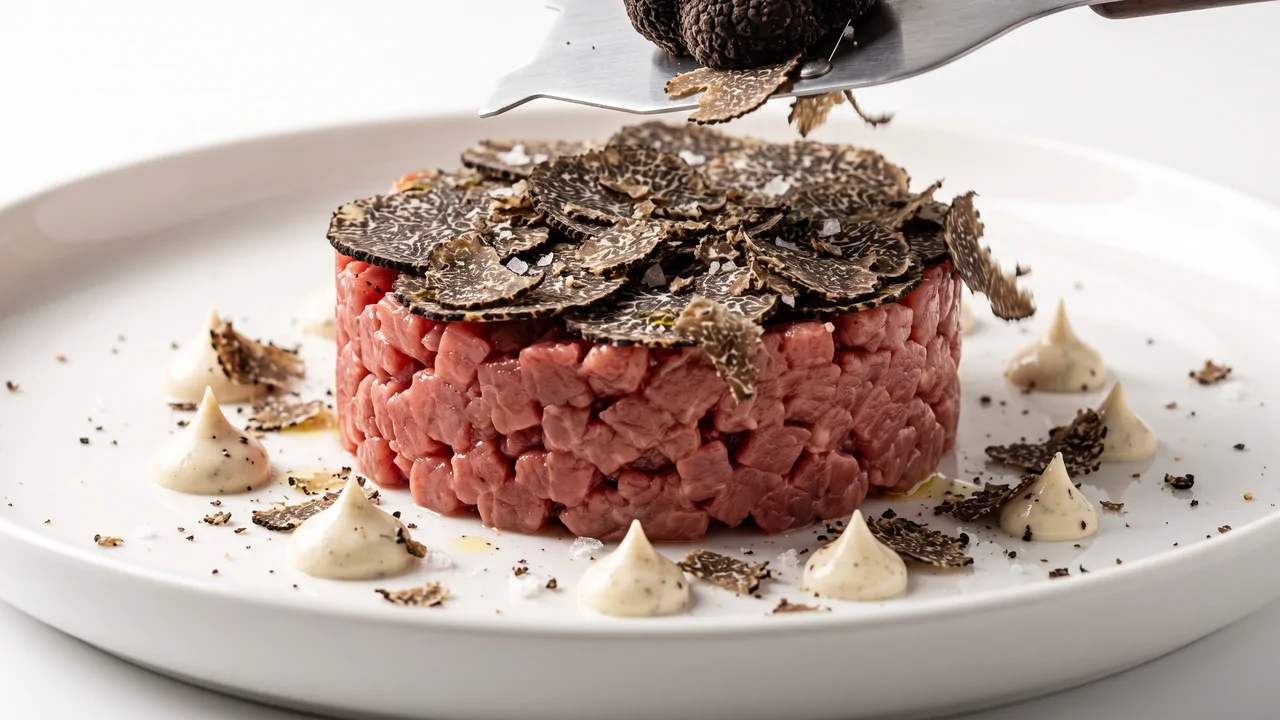 Tartare di Fassona con Tartufo Nero Pregiato e Maionese Tartufata