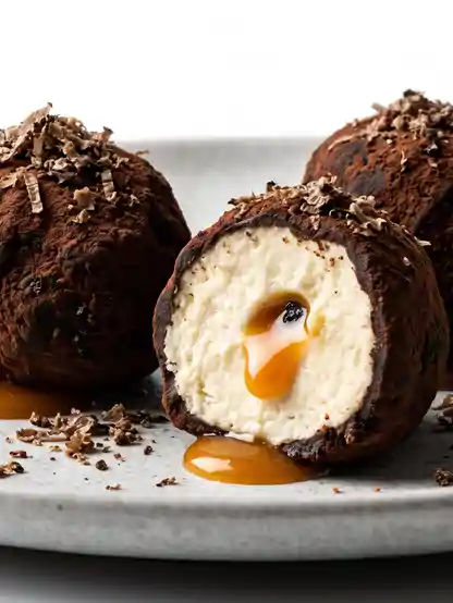 Tartufini Morbidi di Ricotta, Caramello Salato e Scorzone